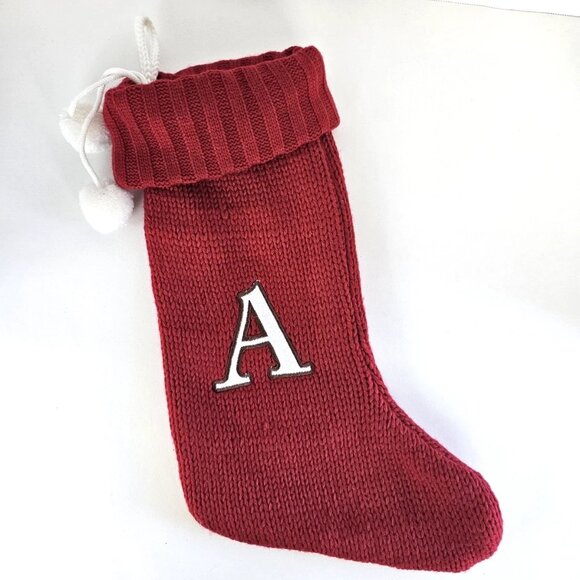Letter "A" Monogram Knit Christmas Stocking Red & White Wondershop Target 16" - Picture 1 of 5